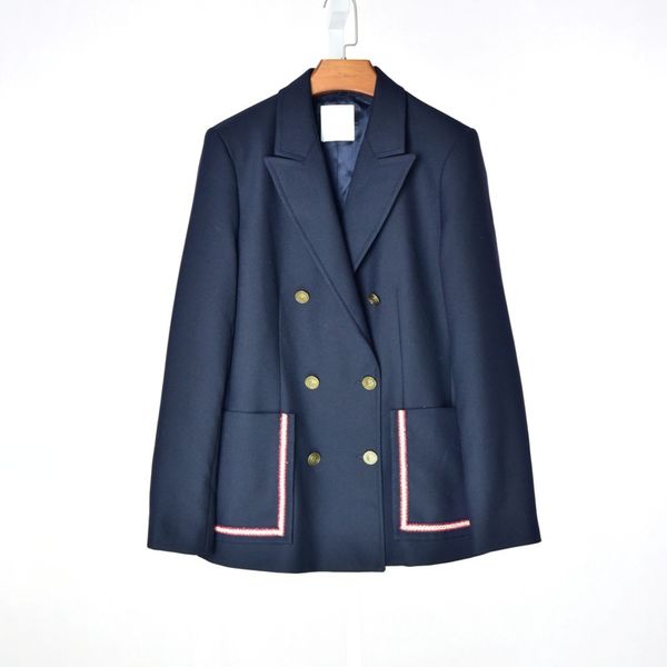 

2019 france notched-lapel bluelong sleeves double breasted lady coat women outerwear suits & blazers sand spring j16, White;black