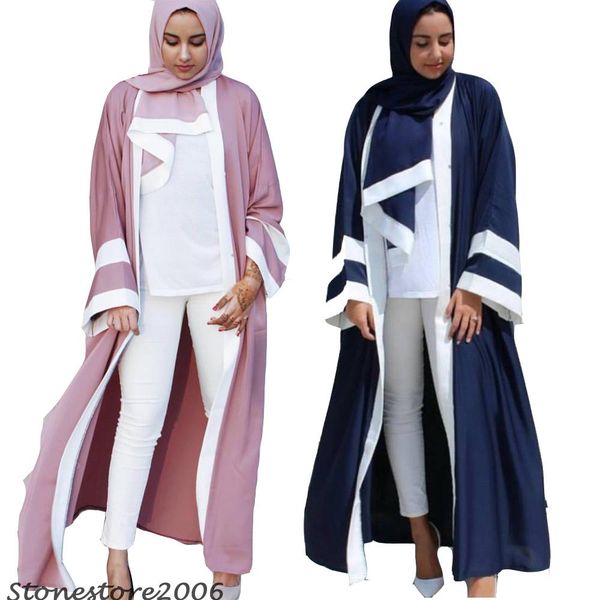 

dubai women casual muslim abaya striped dress scarf cardigan long robes kimono middle east thobe worship service islam clothing, Red