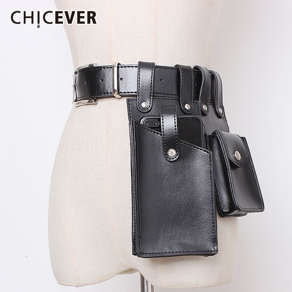 

chicever vintage dresses accessories fashion new tide 2019 summer high waist bag pu leather belts for women, Black;brown