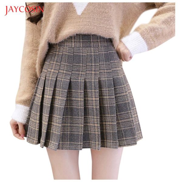 

jaycosin women's fashion mini skirt new casual high waist pleated mini skirt female slim waist plaid school tennis short, Black