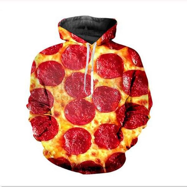 

new fashion pizza crewneck sweatshirts women/men casual hoodies funny 3d print pullovers mw03, Black
