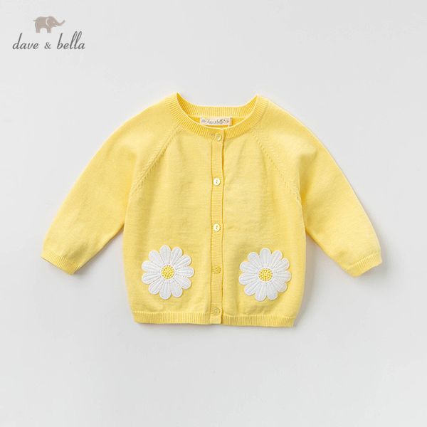 

db13365 dave bella spring infant baby girls fashion floral cardigan kids toddler coat children cute knitted sweater, Blue