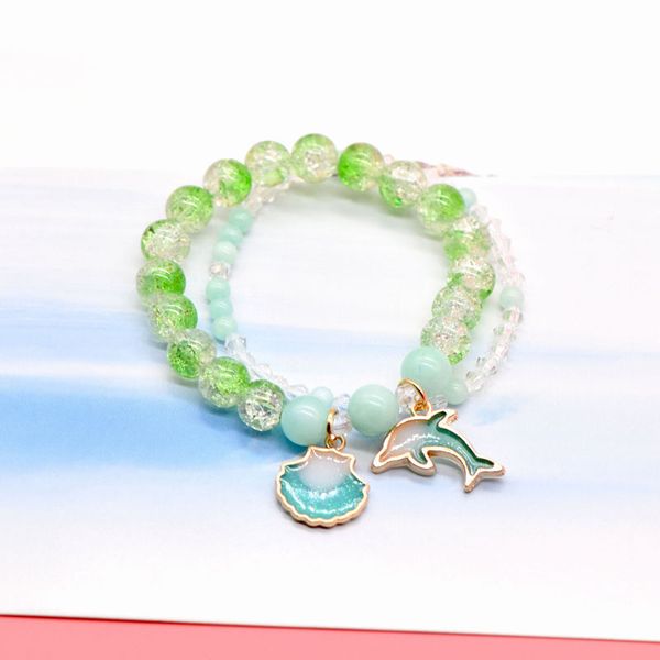 

summer korean small fresh girls cute bracelets gifts jewelry fashion simple shell dolphin pendant charm bracelets for women, Golden;silver