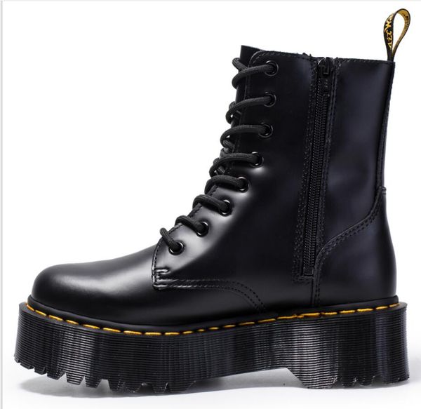 

european and american thick bottom 8-hole martin boots side zipper british women's short boots muffin bottom lacing tooling boots, Black