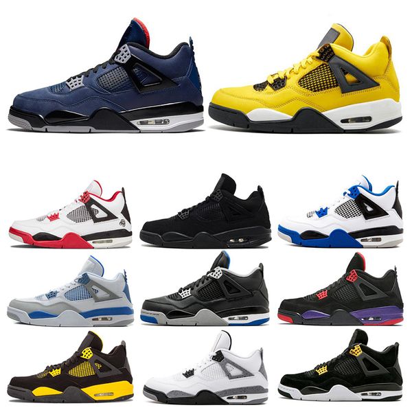 

4 4s mens basketball shoes loyal blue what the cool grey bred silt red sneakers sports shoes size 7-13