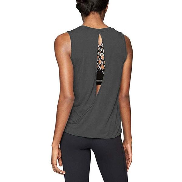 

women sport sleeveless tank solid backless camis female t-shirt vest cotton summer camisole blusas haut femme 2020, White