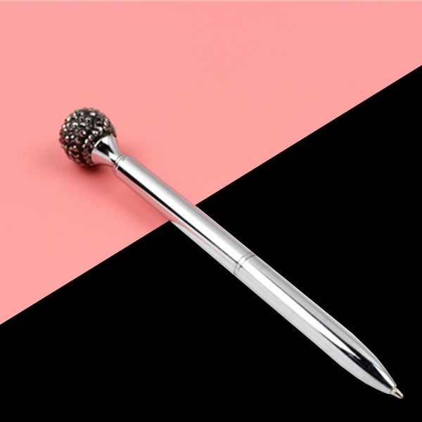 

new ballpoint pen round colored diamonds metal material beautiful pen 0.7mm student stationery gift custom logo, Blue;orange