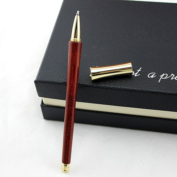 

luxury wood brass ballpoint pen metal black ink ball pens office pens stationery school supplies canetas escolar 2002
