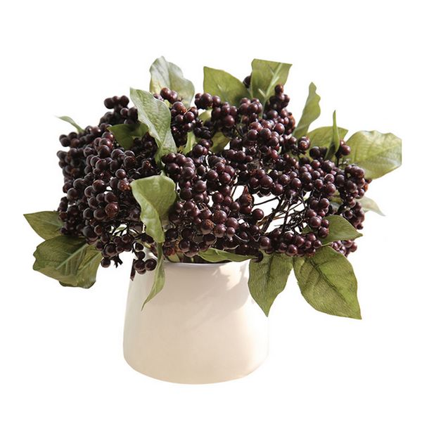 

1 bouquet fruit berry artificial flower bouquet for xmas tree decorations wreath craft use wedding party favor(dark purple) berr