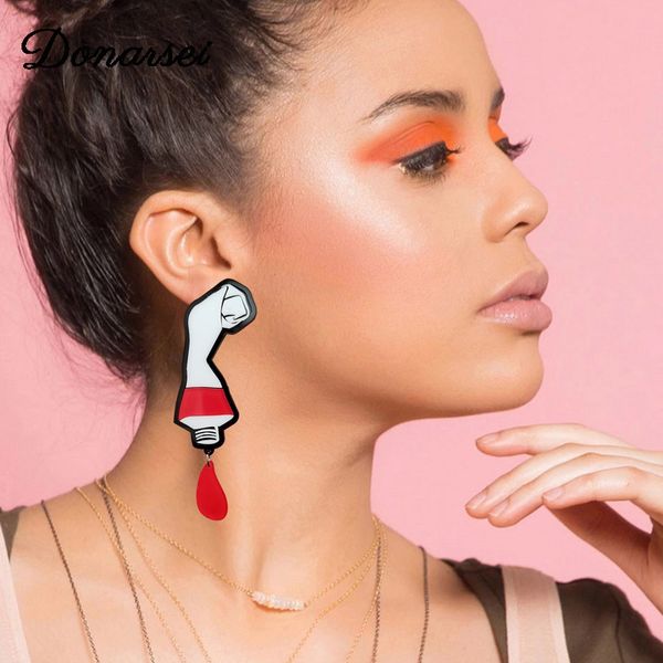 

donarsei funny acrylic squeeze paint board earrings for women cute hit color pigment long drop earrings party, Silver