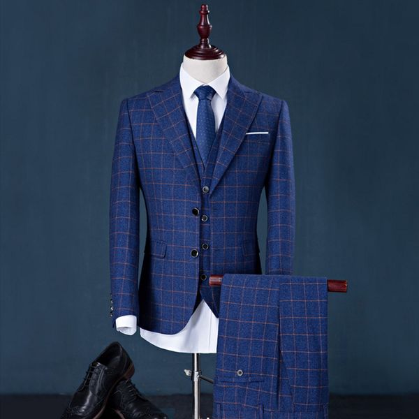 

men suit factory brand design 3 pieces (suit+pant+vest) stripe business suits dress wedding groom blazer slim fit suit men, White;black