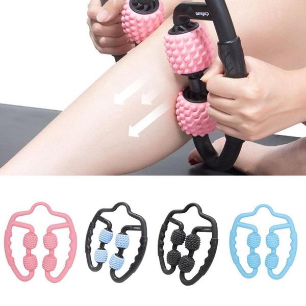 

new leg muscle massager 4 wheels body shaping relaxation roller ring clamp leg / waist massage stick yoga fitness