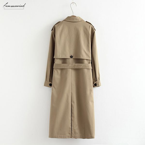 

women casual solid coat color double breasted outwear sashes stand collar office chic 902229 design long trench epaulet, Tan;black