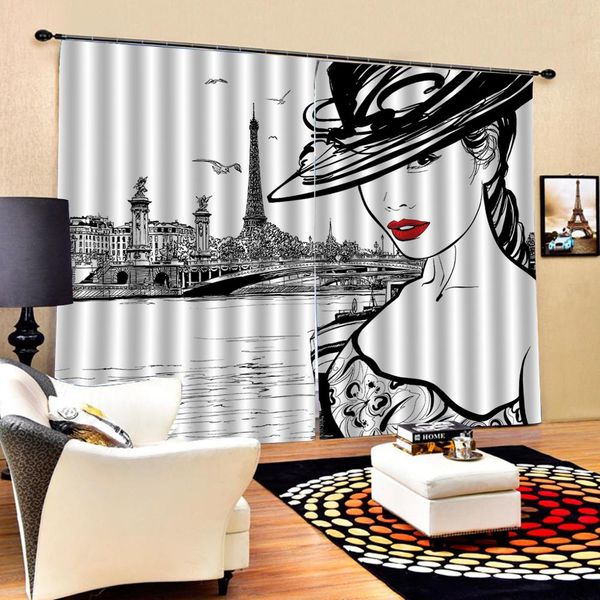 2019 Draw Pretty Girl Curtains 3d Window Curtain For Living Room