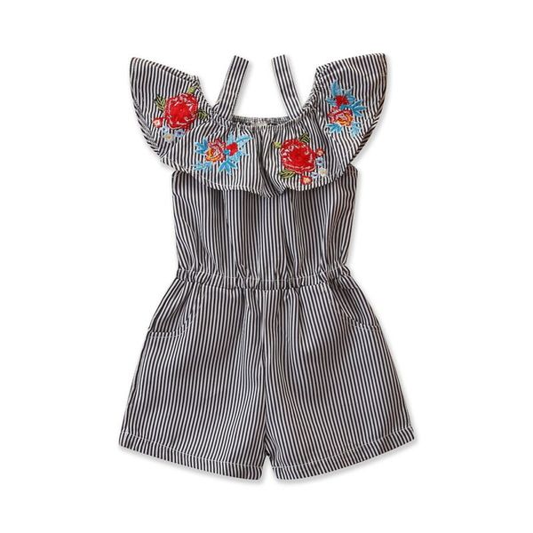 

1-6Y Toddler Kid Baby Girls clothes Floral One-piece Stripe Romper fashion cotton Jumpsuit kids Outfit