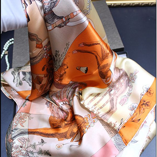 

2019 new scarves silk luxury wraps real fe size women for scarfs female beach coverup muslim hijabs square multifunction headscarf scar ttkw, White;black