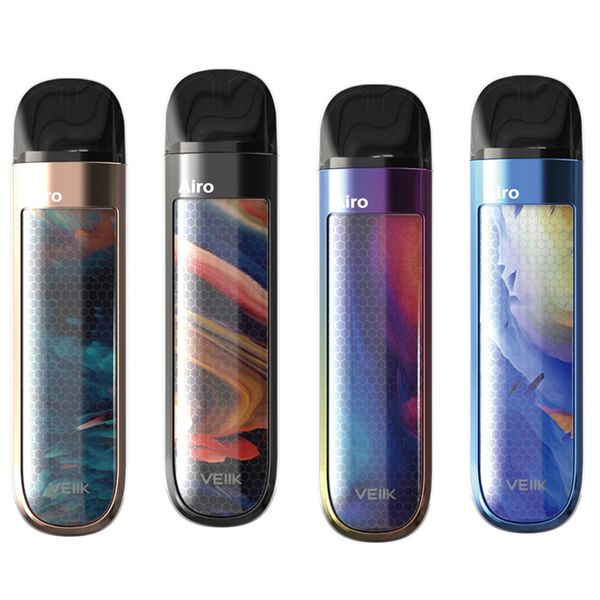 

Authentic Limited Edition VEIIK Airo Pod Kit 360mAh with curved 3D tempered glass sticker panels ecigarette dhl free