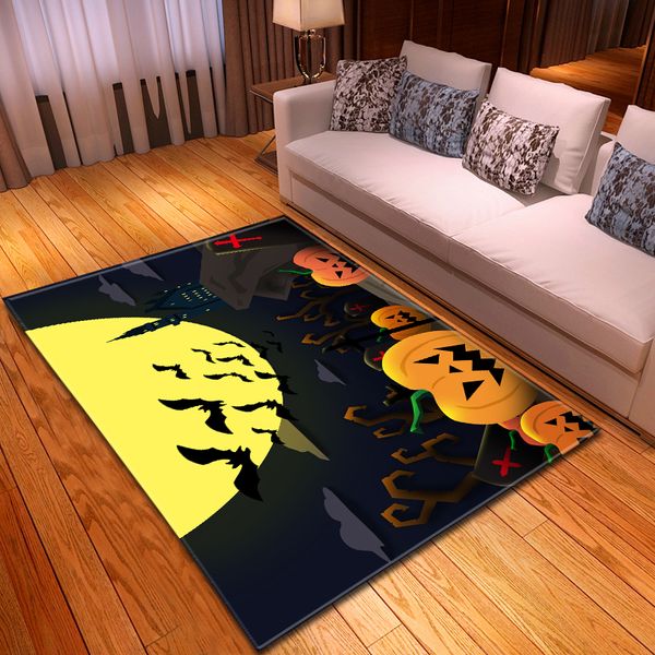 

halloween living room area rug carpets anti-slip parlor party decor floor mat rugs horrified pumpkin lantern bats large carpet