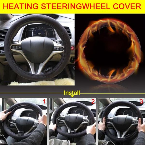

38cm 12v car lighter plug heating electric steering wheel cover winter warm lw universal