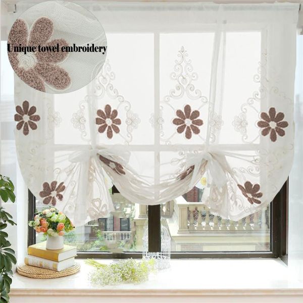 

tulle curtains for kitchen three-dimensional embroidery roman curtains blinds for living room bedroom decor short voile