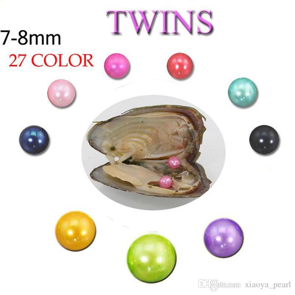 

2020 wholesale 7-8mm akoya natural twins pearl oyster with loose pearls for diy jewelry making vacuum packaging wholesale, White