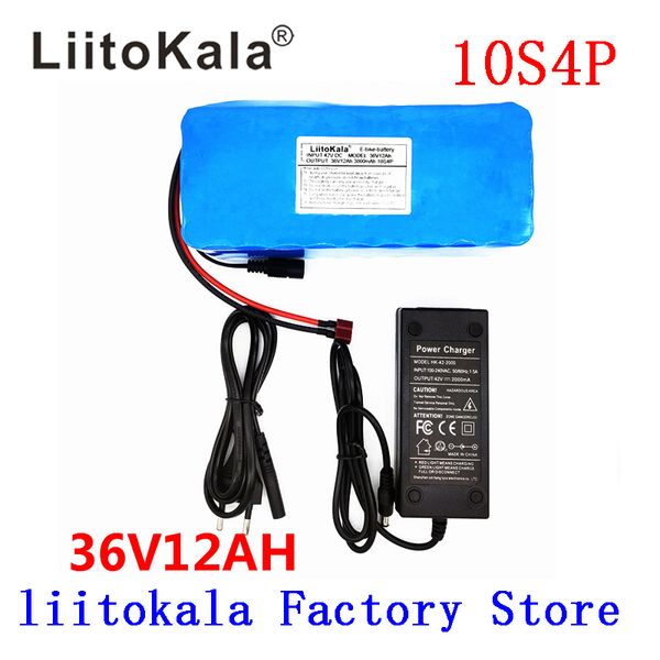 Batteria per bici elettrica LiitoKala 36V 12AH Batteria al litio incorporata 20A BMS 36 Volt con batteria Ebike di carica 2A