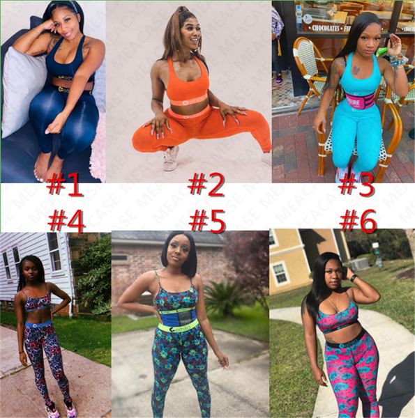 

women swimsuit 2 piece set designer sports bra push up vest pants leggings swimwear floral solid color tracksuit beachwear d7203, White