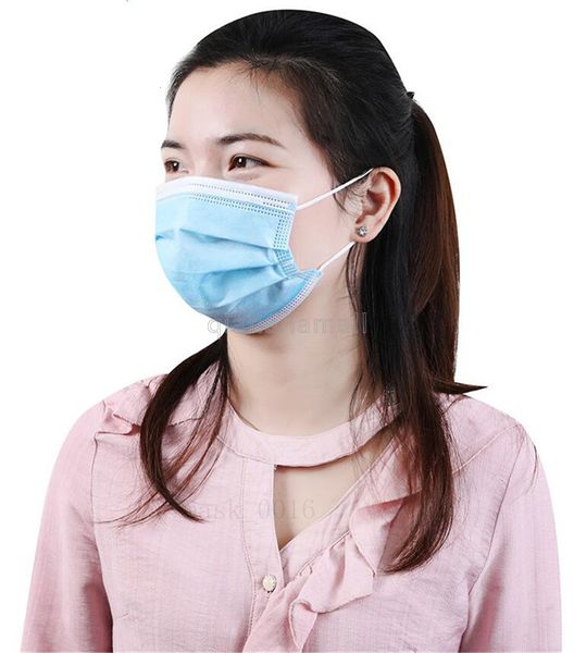 

на складе 1pcs одноразовой маски для лица dust 3 слойного ear loop одноразового рта face mask w elastic синего