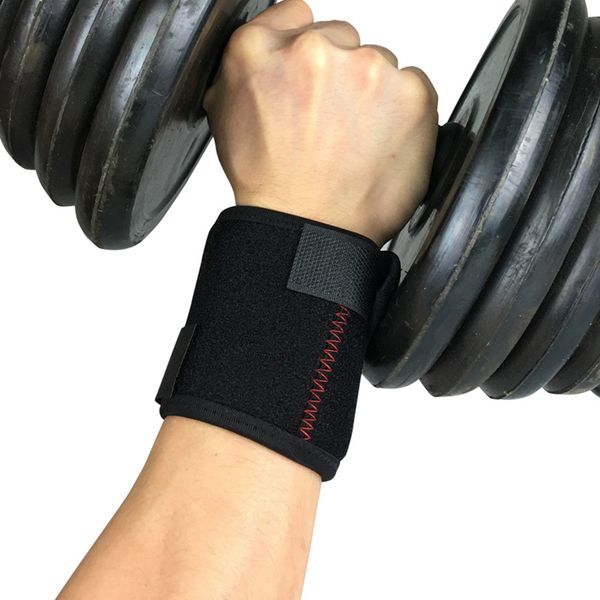 

1pcs adjustable wrist support brace professional wristband gym wrestle sports protection wrist strap wrap for fitness, Black;red