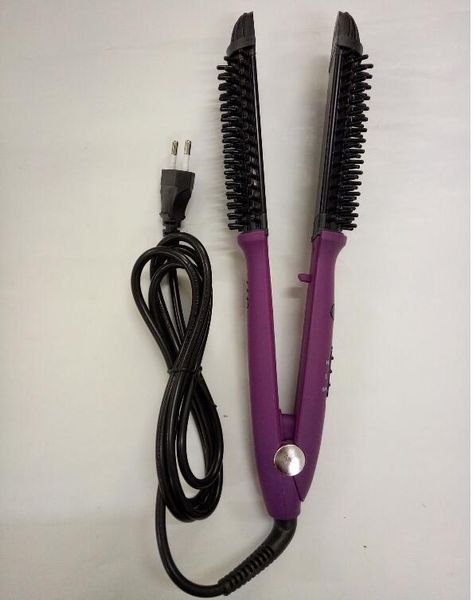 

2 in 1 hair curling iron ceramic hair straightener comb curler iron hairstyling straighter hairbrush roller hair styling waver