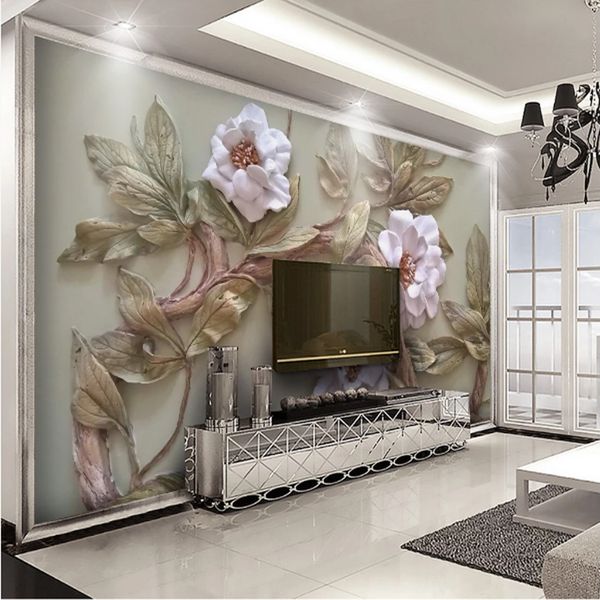 

custom p wallpaper 3d european style swan leaves flowers living room tv background wall decor mural papel de parede