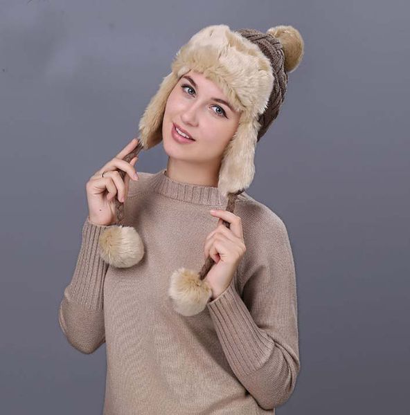 

zhongmei new autumn and winter grid ear protection women cap wool cloth with soft nap lei feng's hat outdoor autumn/winter knitting hat, Blue;gray