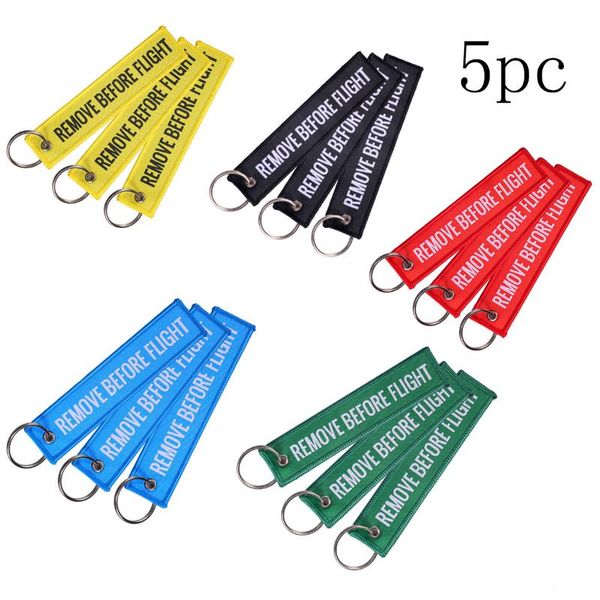 

5pcs remove before flight key chain red embroidery customize keychain keyring for aviation gifts key fob tags label, Silver