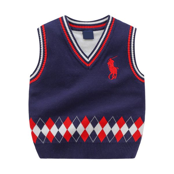 

2019 fashion new brand kids sweater baby clothes spring/autumn/winter boys and girls children polo outerwear sweaters vest, Blue