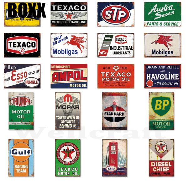 

exaco stp mopar bp mobil motor oil tin signs posters vintage metal painting custom club decor