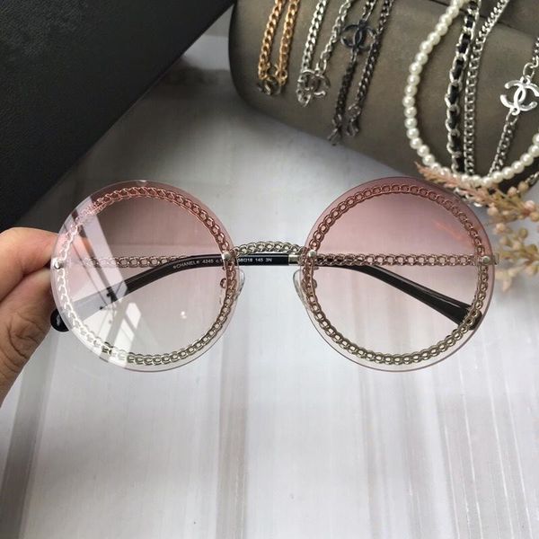 

Trending product de igner women ungla e pink fa hion round letter pattern vintage black retro ungla e women 4245