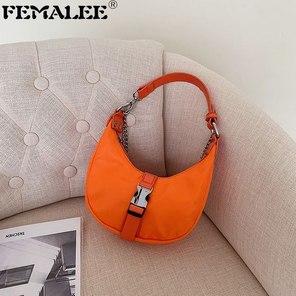

fashion women handle shoulder bags with belt lock female nylon baguette tote handbag 2020 new crossbody bags