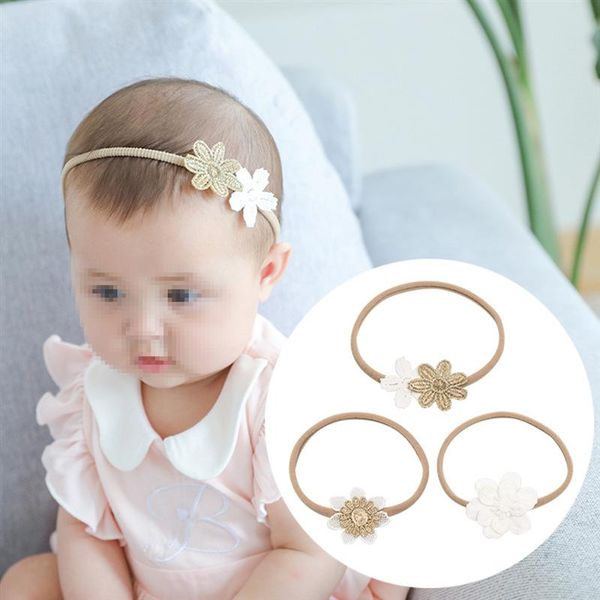 

ruimioruimio3pcs/pack lace headband polyester stretchy flower beautiful hair accessory hairband for toddlers babies infants, Golden;silver