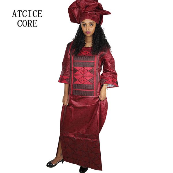 

african dresses for women dashiki african clothing new bazin riche embroidery design long sleeve, Red