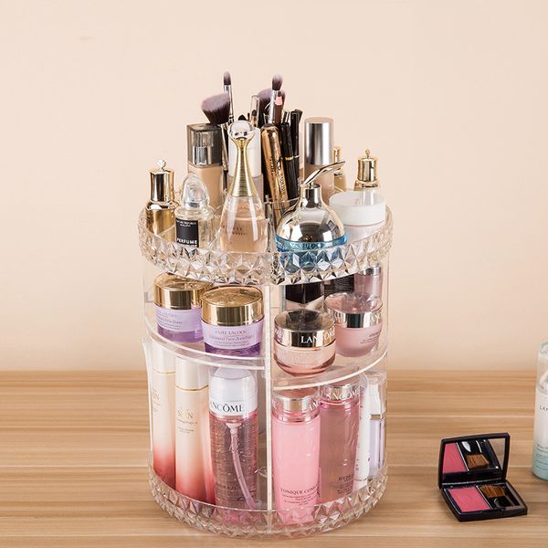 

diy 360 градусов вращающийся акриловый косметический ящик для хранения прозрачный косметический дисплей коробка съемный макияж организатор к