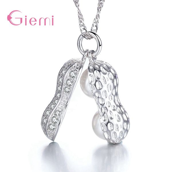 

new arrival 925 sterling silver pendant necklace for women birthday classic style pearls in peanut design wholesale