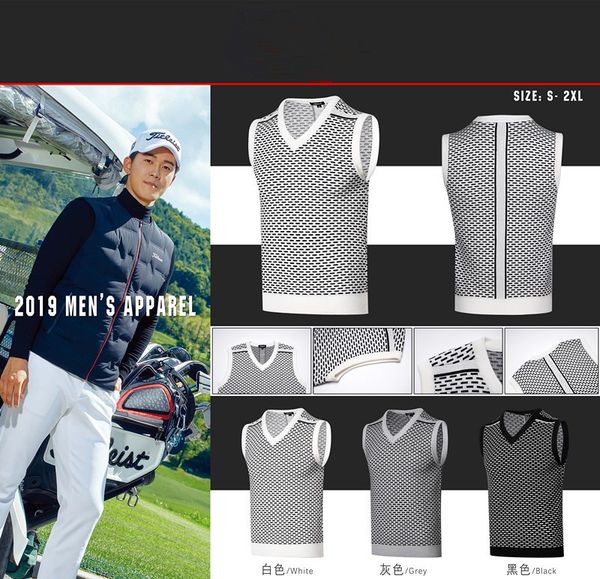 

z 2019 men's golf apparel men's sweater vest breathable golf apparel, Black;blue