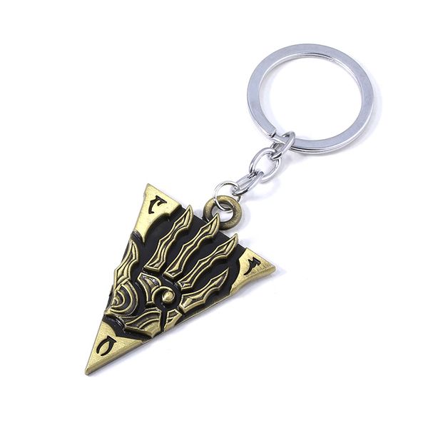 

the elder scrolls morrowind letter keychain dinosaur vintage triangle pendant keyring women men key chains jewelry accessories, Silver