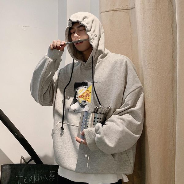 

2018 men's fashion printing pullovers hooded hoodies cotton clothing loose casual high-quality sweatshirts coats plus size m-xl, Black