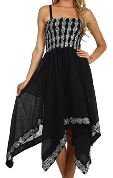 

sakkas delia sequin handkerchief hem dress, Black;gray