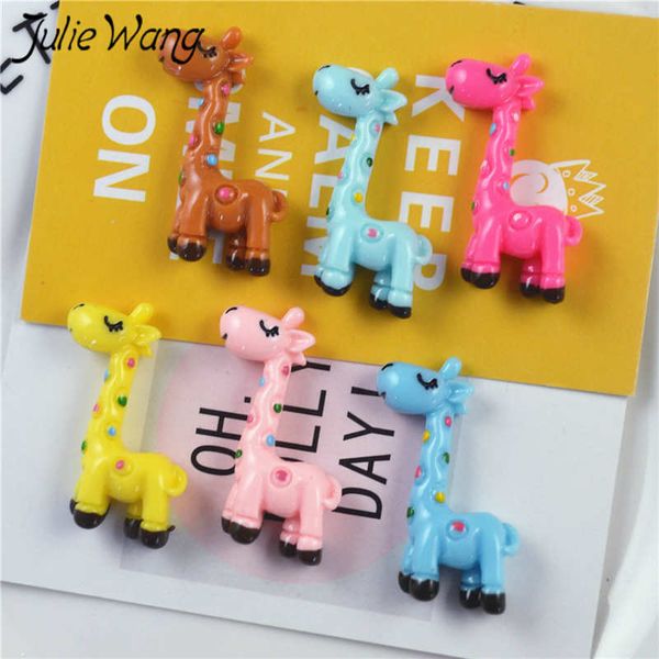 

julie wang 10pcs resin cartoon flatback giraffe charms multicolor animal pendant jewelry making accessory table props decoration, Bronze;silver