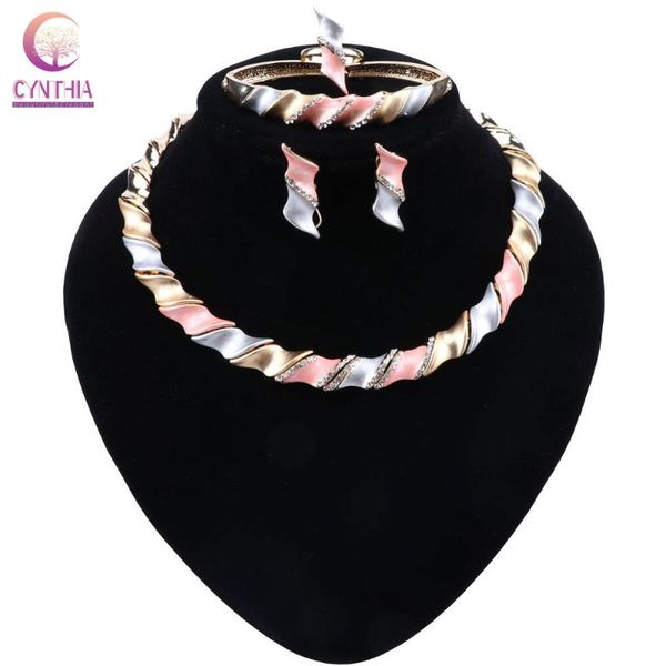 

earrings & necklace cynthia fashion charm african bridal bracelet ring jewelry sets classic wedding dubai women set, Silver