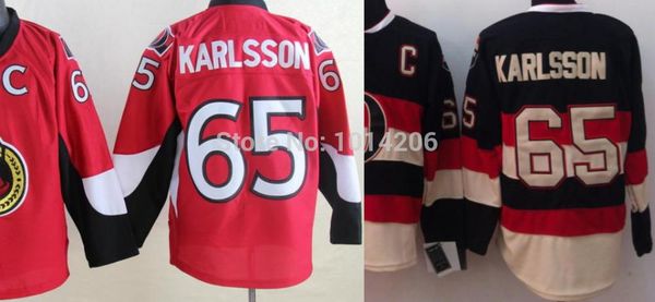 

erik karlsson jersey #65 ottawa ice hockey jerseys red home black alternate jersey c patch, Black;red