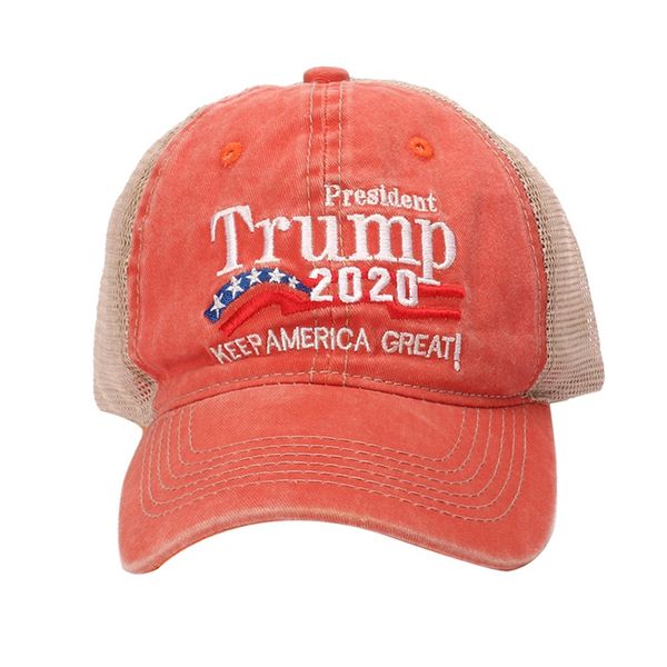 

washed embroidered mesh baseball cap american president election hat outdoor sports accessories with adjustable back closure, Black;white
