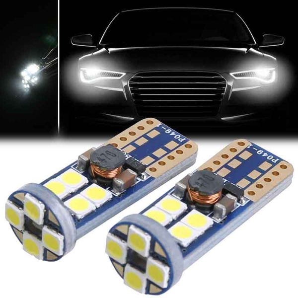 

2pcs error car t10 12smd led lights 3030 width signal lamps bulbs white canbus